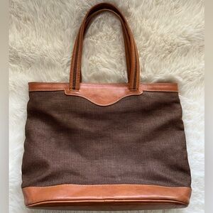 Maurizio Taiuti Canvas and Leather Tote Bag Made in Italy